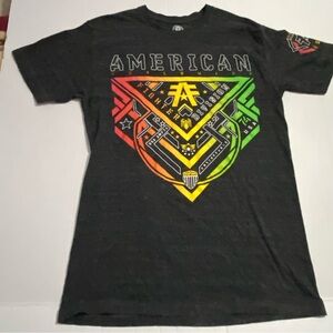 American Fighter Alberta Men's Charcoal Tee with Multicolor Graphic L